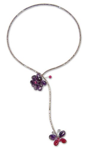 Amethyst and quartzite choker  'Violet Song of Summer'