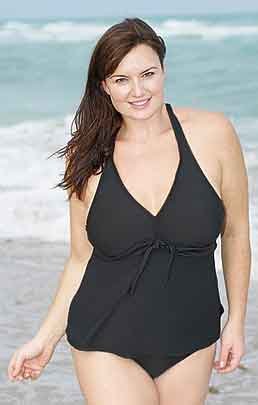 Beach Belle� Black Plus Size Babydoll Halter Tankini 31XXY52e5oL