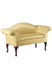 Rolled-arm Settee Gold Damask 54"w