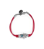 Silver Tone Charm Red Band Turquoise Hamsa Bracelet