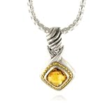 18K Gold and Sterling Silver Citrine Pendant