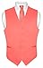Men's Dress Vest & NeckTie Solid CORAL PINK Color Neck Tie Set for Suit or Tux