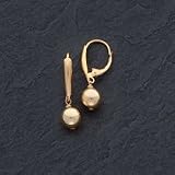 Sterling Silver Vermeil Ball Leverback Earrings - Pair
