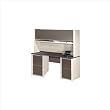 Sandstone and Slate Bestar Connexion Office Credenza and Hutch with Two Pedestals