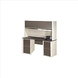 Sandstone and Slate Bestar Connexion Office Credenza and Hutch with Two Pedestals