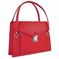 L.A.P.A. Double Compartment Calf Leather Women's Briefcase Ruby Red