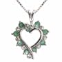 Sterling Silver Genuine Emerald and Genuine Diamond Accent Open Heart Pendant