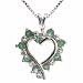 Sterling Silver Genuine Emerald and Genuine Diamond Accent Open Heart Pendant