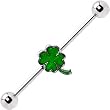 Surgical Steel Green Clover Industrial Barbell Earring