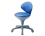 WS021-VBL ワーキングスツール 背付 ビニールレザー ブルー　東洋工芸