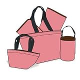 5 Piece Tote Set Dusty Pink/ Chocolate
