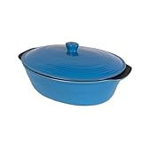 Pinnacle Ceramic Non-Stick Bakeware, 3.5 Quart Oval Baker with Lid, Blue