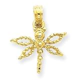 14k Solid Polished Dragonfly Pendant