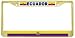 Ecuador Flag Gold Tone Metal License Plate Frame Holder