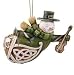 4" Woodcut Green Irish Snowman with Violin Christmas Ornament