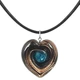 Akuamarina Collier au coeur en verre de Murano et Aventurine noir-bleu