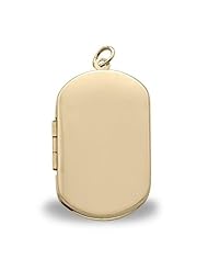 Gold Plated Dog Tag Locket 1 inch x 1-1/4 inch in Sterling Silver
