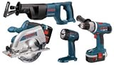 Tools : Factory-Reconditioned Bosch 93618DCRF-RT 18 Volt Brute Tough Drill/Driver/Circular Saw/Reciprocating Saw/Flashlight with 2 Batteries