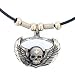 Skull and Wings Pendant leather necklace
