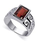 Sterling Silver Band Garnet Gemstone Ring