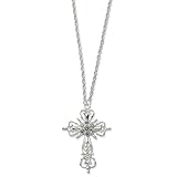 1928 Silver-tone Crystal Cross 30 Inch Necklace
