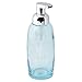 mDesign Modern Glass Refillable Foaming Soap Dispenser Pump Bottle for Bathroom Vanity Countertop, Kitchen Sink - Save on Soap - Vintage-Inspired, Compact Design - Aqua Blue/Chrome