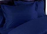 MARRIKAS 300TC Egyptian Cotton PillowCase Pair (2) STANDARD NAVY STRIPE