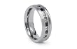 Titanium Ring Satin High Polish with Black/White CZ 7mm