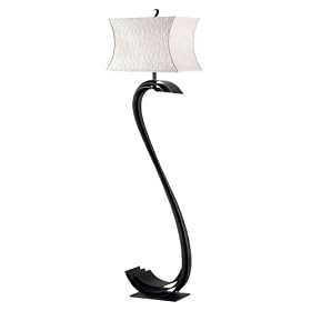 Kenroy Home Nile Floor Lamp with Bronze Finish and a Crème Striped Cinch Shade by Kenroy Home