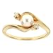 Jewelry : 14k Yellow Gold Cultured Pearl and Diamond Ring, 5.5mm.