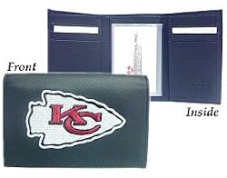 Kansas City Chiefs Embroidered Leather Tri-Fold Wallet - Football Sports Merchandise