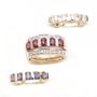 Sterling Silver Gold Plated Iolite, Rhodolite And Cubic Zirconia Ring