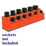 Mechanics Time Saver 1381 - 3/8 in. Drive 12 Hole Red Impact Socket Holder - Mechanic's Time Savers - 1381