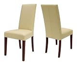 Pair of Marlow Madras Cream Leather Dining Chairs (Shesham leg)