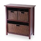 3-Tier Storage Shelf with 3 Baskets - Walnut