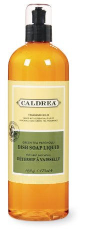 Caldrea Dish Soap Liquid, Green Tea Patchouli, 16-Ounce Bottles (Pack of 6) by Caldrea