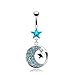 Surgical Steel Prong Set Aqua Star with Gem Paved title=
