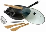 Typhoon Professional Metal Utensil Safe Nonstick 14-Inch Woks Set, Gloss Black
