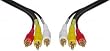 Stereo / VCR RCA Cable, 2 RCA (Audio) + RCA RG59 Video Gold Plated, 12 ft