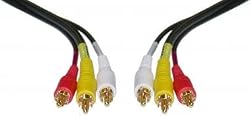 Stereo / VCR RCA Cable, 2 RCA (Audio) + RCA RG59 Video Gold Plated, 6 ft