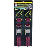 Keeper 05716 2-pk 8' Motorcycle and ATV Tie Down with Cam Buckle, w/built in Soft Tie technology and Vinyl Coated S-Hooks