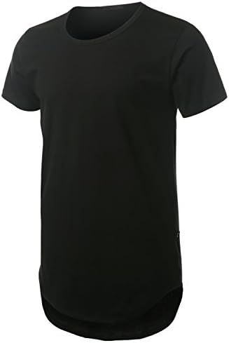 URBANCREWS Mens Hipster Hip Hop Lightweight Longline T-shirt BLACK XXLARGE