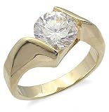 14k Gold Plated Solitaire CZ Ring