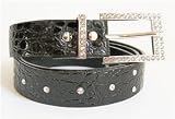 Black Leather Rhinestone Belt