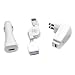 Universal Apple iPod USB Charger Kit - USB Retractable Hotsync Cable - USB Home Travel Charger - USB 12V Cigarette Lighter Charger
