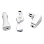 Universal Apple iPod USB Charger Kit - USB Retractable Hotsync Cable - USB Home Travel Charger - USB 12V Cigarette Lighter Charger