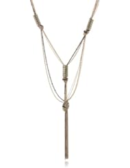 BCBGeneration Rhodium Plated Tri-Tone Double Knot Necklace, 24"