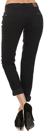 American Blue Juniors Boyfriend Denim Stretch Distressed Black Jean Size 3