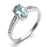 14k White Gold Aquamarine and Diamond Ring