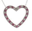 Ravishing Ruby and Diamond White Gold Heart Pendant Necklace